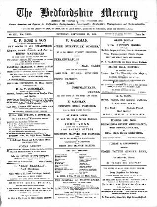 cover page of Bedfordshire Mercury published on September 17, 1892