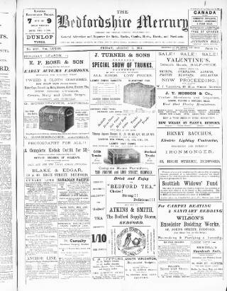 cover page of Bedfordshire Mercury published on August 2, 1907