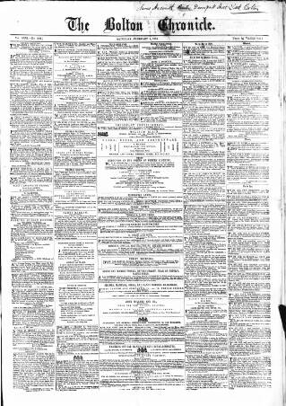 cover page of Bolton Chronicle published on February 2, 1856