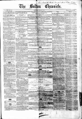 cover page of Bolton Chronicle published on August 2, 1856