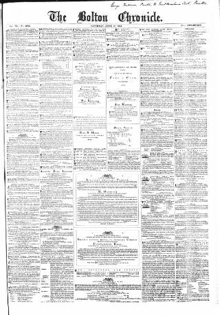 cover page of Bolton Chronicle published on June 18, 1864