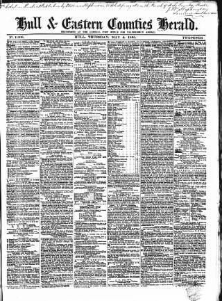 cover page of Hull and Eastern Counties Herald published on May 4, 1865