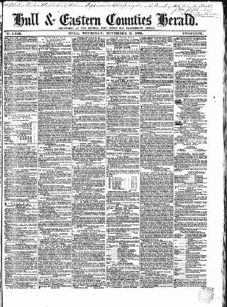 cover page of Hull and Eastern Counties Herald published on November 2, 1865