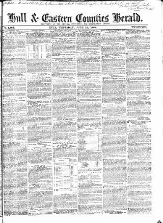 cover page of Hull and Eastern Counties Herald published on June 18, 1868