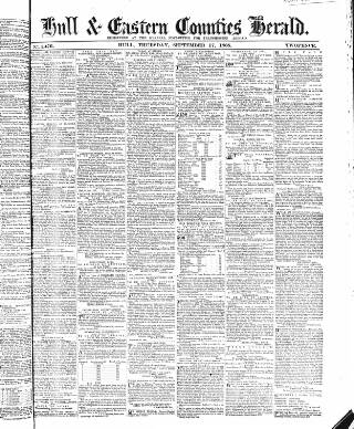 cover page of Hull and Eastern Counties Herald published on September 17, 1868
