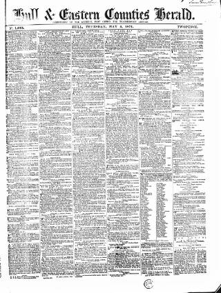 cover page of Hull and Eastern Counties Herald published on May 4, 1871
