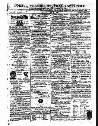 cover page of Gore's Liverpool General Advertiser published on June 18, 1795