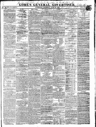 cover page of Gore's Liverpool General Advertiser published on June 18, 1840
