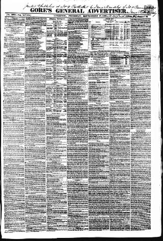 cover page of Gore's Liverpool General Advertiser published on September 17, 1863