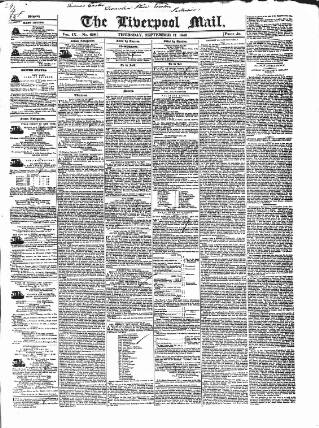 cover page of Liverpool Mail published on September 17, 1840