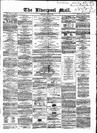 cover page of Liverpool Mail published on June 18, 1853