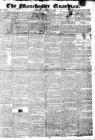 cover page of Manchester Guardian published on June 18, 1825