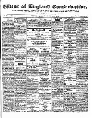 cover page of West of England Conservative published on April 5, 1837