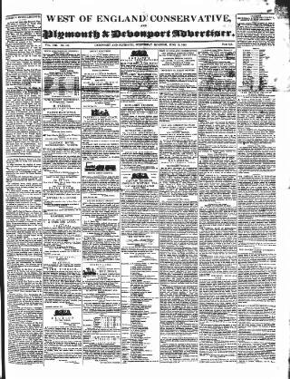 cover page of West of England Conservative published on June 18, 1845