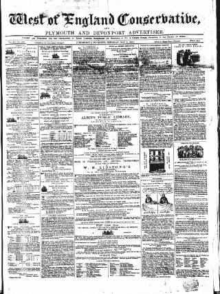 cover page of Western Courier, West of England Conservative, Plymouth and Devonport Advertiser published on May 2, 1850