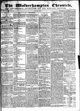 cover page of Wolverhampton Chronicle and Staffordshire Advertiser published on September 17, 1834