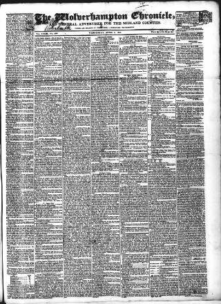 cover page of Wolverhampton Chronicle and Staffordshire Advertiser published on April 5, 1843