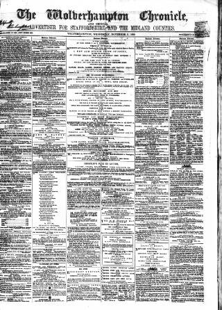 cover page of Wolverhampton Chronicle and Staffordshire Advertiser published on November 2, 1859