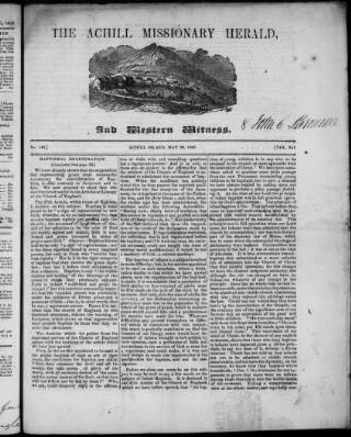cover page of Achill Missionary Herald and Western Witness published on May 28, 1849