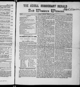 cover page of Achill Missionary Herald and Western Witness published on June 18, 1861