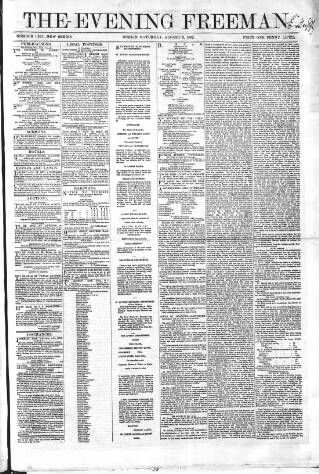 cover page of Evening Freeman published on August 2, 1862