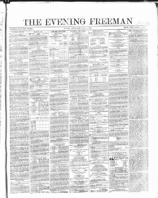 cover page of Evening Freeman published on May 4, 1865