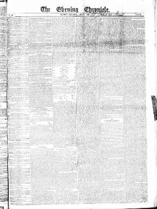 cover page of The Evening Chronicle published on May 2, 1835