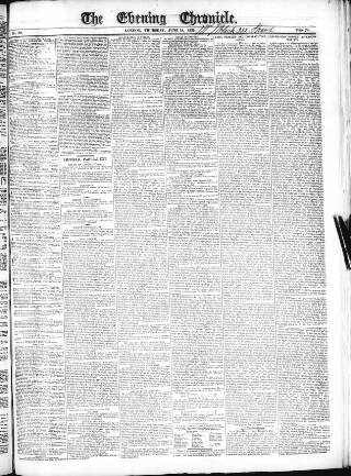 cover page of The Evening Chronicle published on June 18, 1835