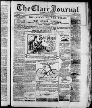 cover page of Clare Journal and Ennis Advertiser published on February 2, 1891