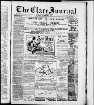 cover page of Clare Journal and Ennis Advertiser published on September 17, 1891
