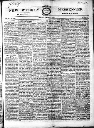cover page of Bell's New Weekly Messenger published on August 2, 1840