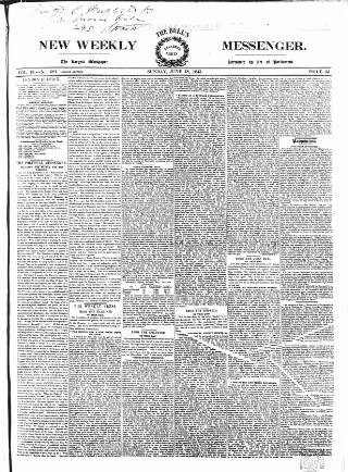 cover page of Bell's New Weekly Messenger published on June 18, 1843