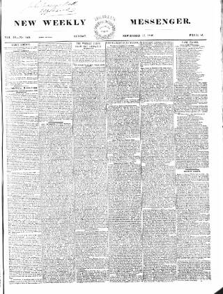 cover page of Bell's New Weekly Messenger published on September 17, 1848