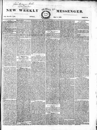 cover page of Bell's New Weekly Messenger published on May 2, 1852