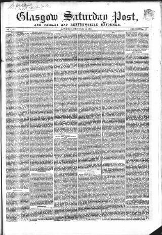 cover page of Glasgow Saturday Post published on February 2, 1861