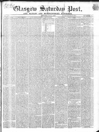 cover page of Glasgow Saturday Post published on May 7, 1864
