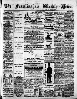 cover page of Framlingham Weekly News published on May 2, 1868