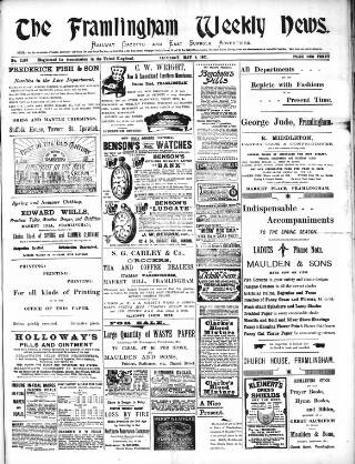 cover page of Framlingham Weekly News published on May 4, 1901