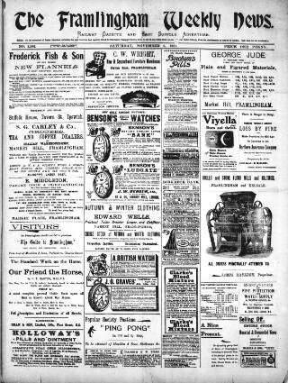 cover page of Framlingham Weekly News published on November 2, 1901