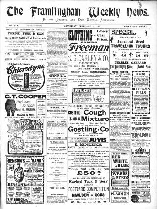 cover page of Framlingham Weekly News published on February 2, 1907