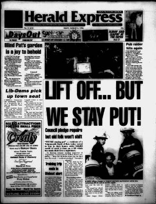 cover page of Torbay Express and South Devon Echo published on August 2, 1996
