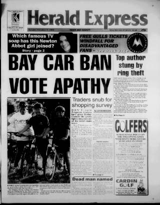 cover page of Torbay Express and South Devon Echo published on November 2, 1999