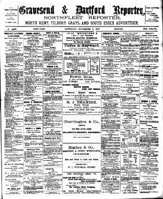 cover page of Gravesend Reporter, North Kent and South Essex Advertiser published on November 2, 1907