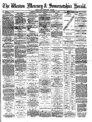 cover page of Weston Mercury published on November 2, 1889
