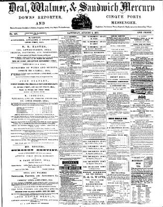cover page of Deal, Walmer & Sandwich Mercury published on August 2, 1873