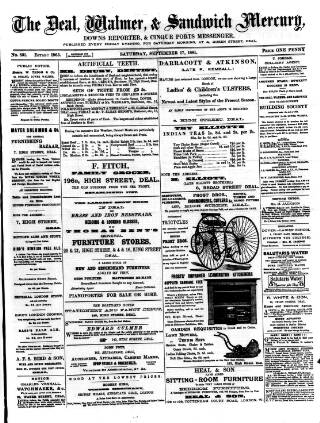 cover page of Deal, Walmer & Sandwich Mercury published on September 17, 1881