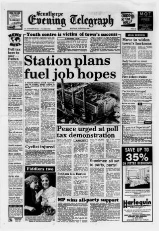 cover page of Scunthorpe Evening Telegraph published on March 19, 1990