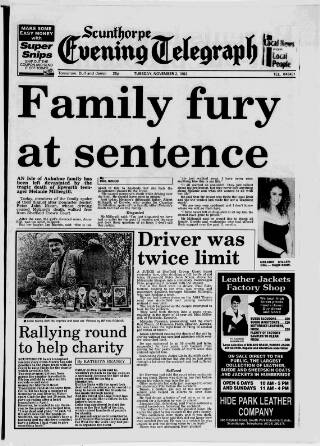 cover page of Scunthorpe Evening Telegraph published on November 2, 1993