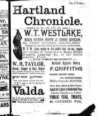 cover page of Hartland and West Country Chronicle published on May 2, 1898