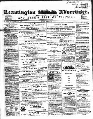 cover page of Leamington Advertiser and Beck's List of Visitors published on March 19, 1857